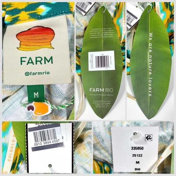 Farm Rio Tropical Tapestry Euroflax Premium Linen Maxi Dress Off White M NWT - Picture 8 of 17